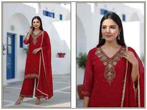 Dernier modèle de costume Salwar fait main, élégant, à motifs floraux, pour les fêtes et le bureau, au meilleur prix. - Product Image 2