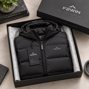 F2WIN <b>Men's</b> Hooded Puffer Jacket Winter Warm Thick Polyester Windproof Casual Zipper Front Solid Color <b>Coat</b> wholesale - Product Image 6