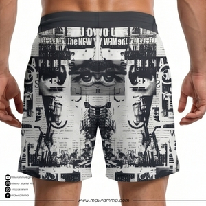 Mawra Men's Black White Abstract Print <b>Shorts</b> Quick Dry Regular Fit Gym Training Workout Beach <b>Shorts</b> For Unisex - Product Image 2