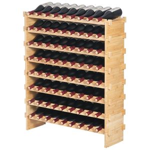 Portabottiglie in bambù a 8 livelli, autoportante, per 72 bottiglie, ideale per Pinot, realizzato in rovere - Product Image 3