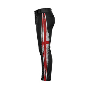 Men's <b>Black</b> Sublimated Baseball <b>Pants</b> With Red White Stripes Button Fly And Pockets Quick Dry Slim Fit All Seasons Baseball <b>Pant</b> - Product Image 5