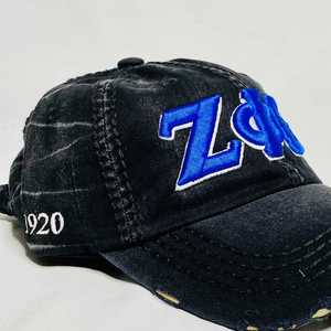 หมวกยีนส์สีดำ Zeta Phi Beta แบบขาดๆ ปักลาย ZPB หมวกเบสบอลสำหรับชมรมนักศึกษา สายปรับได้ สไตล์ลำลอง หมวกผู้หญิงทันสมัย - Product Image 4