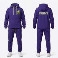 Survêtement de sport personnalisé pour équipe de cheerleading et de danse, imprimé par sublimation, avec veste à capuche zippée et pantalon, en tissu softshell.
