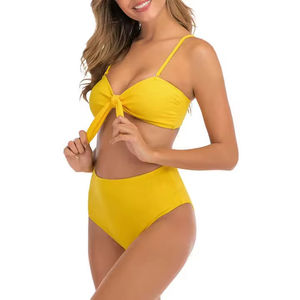 ชุดบิกินี่ 2 ชิ้นสำหรับผู้หญิง ดีไซน์เก๋ไก๋ปรับแต่งได้ ใส่สบายสำหรับไปทะเล ลายพิมพ์พร้อมโลโก้ด้านหน้า ผลิตจากวัสดุสแปนเด็กซ์/โพลีเอสเตอร์ - Product Image 1