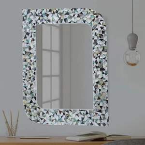 Vietnam Modern <b>MOP</b> Floral Round Mirror Handmade <b>Wall</b> Decor - Product Image 4