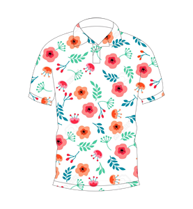เสื้อโปโลผู้ชายพิมพ์ลายดอกไม้สีขาวลายดอกไม้สีพีชคอรัลแขนสั้นลำลองแฟชั่นฤดูร้อน - Product Image 1