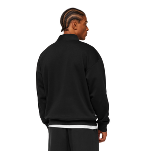 Sweat-shirt à col zippé noir surdimensionné pour homme, en molleton épais, coupe décontractée, style streetwear - Product Image 2