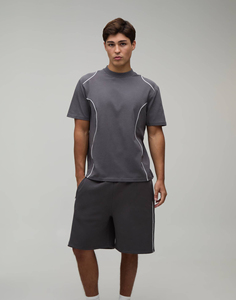 Men's Oversized Drop Shoulder T-shirt <b>Set</b> Custom Logo Blank Breathable Summer <b>Set</b> Cotton Street Wear Vintage Luxury Plain <b>Sets</b> - Product Image 1