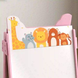 Lavagna bifacciale per bambini con lavagna bianca e lavagna a gesso, scatole portaoggetti rosa - Product Image 4