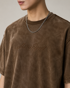 T-shirt en coton respirant à col montant en polaire coupe classique Active Squad pour homme, style urbain, manches régulières, col rond, noir, vente en gros - Product Image 6
