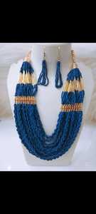 Handmade Glass Beaded <b>Necklace</b> <b>Statement</b> Collar with Gold Chain Multi Color Beads for Fashion Jewelry - Product Image 4