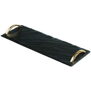 Bandeja Rectangular Moderna de Mármol Verde con Asas Doradas para Decoración de Bautizos y Cumpleaños, Uso de Lujo en el Hogar y Hostelería - Product Image 3