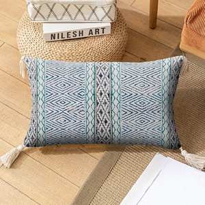 100% coton Comfo charme taies d'oreiller à la main Floral géométrique Vintage rayé motif jetable Poise reste couverture bloc imprimer - Product Image 4