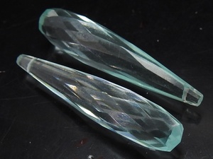 Cuentas de Cuarzo Azul Agua Facetadas en Forma de Gota Alargada de 35mm, Gemas Sueltas en Pares a Juego para Fabricación de Joyería y Pendientes, Venta al por Mayor - Product Image 1