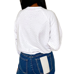 Wholesale Custom Women's Oversized Polyester/Cotton Heavyweight Sweatshirt Lined Rhinestone Design Hot Selling Winter Front - Product Image 4