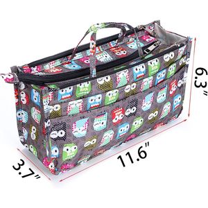 Organisateur de sac à main grande capacité à 13 compartiments avec poignée, insert d'organisation imprimé pour sac à main - Accessoire pour femme sur le thème du hibou - Product Image 3