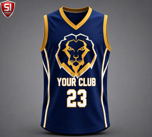 Maillot de basket personnalisé imprimé par sublimation en polyester maillé sans manches col en V uniforme d'équipe séchage rapide unisexe - Product Image 6