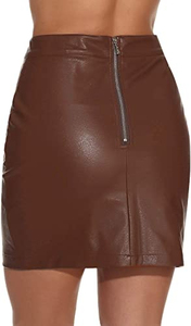 Jupe en cuir rouge bordeaux, mini-jupe, couleur vive, style audacieux, idéale pour les soirées et les clubs, rouge vif. - Product Image 6