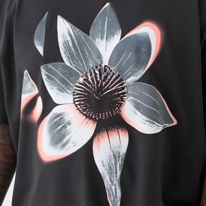 เสื้อยืดคอตตอนโอเวอร์ไซส์สำหรับผู้ชาย พิมพ์ลายโลโก้แบบพัฟฟ์ สไตล์สตรีทแวร์ แขนสั้น ทรงหลวม ผ้าคุณภาพสูง - Product Image 3
