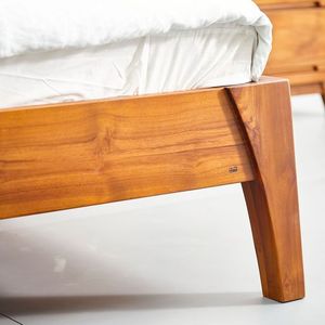 Modern King Size Solid Indonesian Teak <b>Bed</b> Frame Featuring Minimalist Tapered <b>Legs</b> and Durable Handcrafted Construction <b>for</b> Mast - Product Image 2