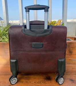 Brown Genuine Leather Small 4 <b>Spinner</b> Wheel <b>Suitcase</b> Full Grain Cowhide Leather Outdoor Travel Luggage Trolley Bag for Unisex - Product Image 5