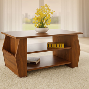 Modern Teak Wood Coffee <b>Table</b> Midcentury Design <b>With</b> <b>Storage</b> Living Room Furniture - Product Image 1