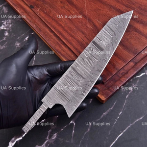 Cuchillo de chef hecho a mano de acero de Damasco con hoja en bruto tipo Drop Point, filo afilado OEM, mango personalizado, 10 pulgadas de longitud total, para cocina DIY - Product Image 5