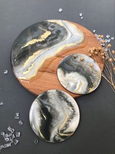 Stylish Resin Coaster <b>Set</b> For Modern Kitchen Coffee Table And Office <b>Desk</b> Decoration - Product Image 6