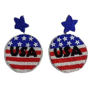 Boucles d'oreilles pendantes en perles brodées à la main, style luxe léger, très demandées, couleur personnalisable, pour demoiselles d'honneur et mariages - Product Image 5