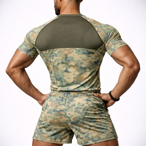 Ensemble de rashguard de compression pour hommes No Gi BJJ, t-shirt et short d'entraînement MMA, tissu extensible respirant, vêtements de sport personnalisés - Product Image 2