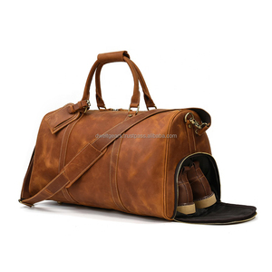 Bolsa de Viaje de Gran Capacidad, de Cuero Genuino, con Cierre, Impermeable, Plegable, para Gimnasio y Deportes, con Compartimento para Zapatos, Logotipo Personalizado, OEM, ODM - Product Image 6
