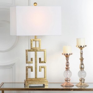 Lámpara de Mesa Moderna de Metal Geométrico Dorado con Pantalla de Tela, Diseño Simple y Minimalista, para Uso en Hoteles, Decoración de Hogar de Lujo - Product Image 4