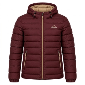 Veste matelassée à capuche bordeaux pour homme, veste d'hiver chaude et matelassée pour l'extérieur, veste légère imperméable One Apex - Product Image 1