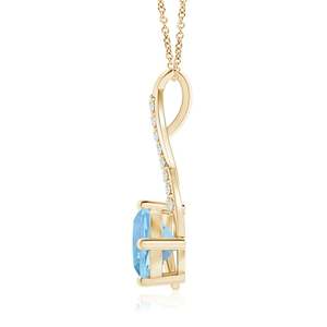Pendentif de haute qualité en aquamarine taille coussin, design infini avec accents de diamants, or 14 carats, fait main, certifié IGI, pour elle - Product Image 2