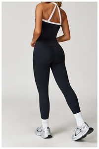 Conjunto de Yoga de 2 Piezas, Top Corto con Cuello Cuadrado y Tirantes, Leggings Largos sin Costuras de Cintura Alta, Ropa Deportiva - Product Image 2