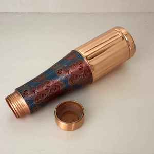 Fluted Base Copper Water <b>Bottle</b> Floral Mandala Art Printed Metal Drink <b>Flask</b> Reusable Leakproof Hydration <b>Bottle</b> Daily - Product Image 1