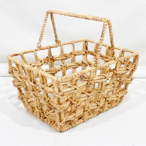 Cesta de picnic ecológica de jacinto de agua con tapa y asas para camping, barbacoas y fiestas al aire libre - Product Image 1