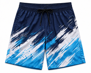 Shorts de sport écologiques pour hommes, imprimés par sublimation, séchage rapide, rouge et noir, taille à cordon, logo personnalisé, pêche, surf, tendance - Product Image 6