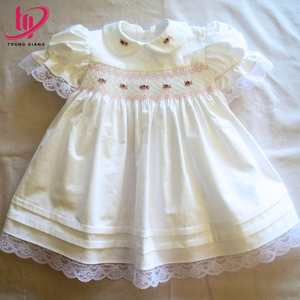 Ropa Infantil, Vestido de Manga Corta para Niña, Diseño Clásico con Bordado, Vestido para Bebés 100% Algodón / Bordado a Mano Personalizado - Product Image 5