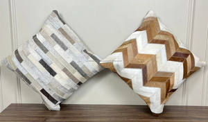 Wholesale Cowhide Patchwork Soft & Comfortable Throw Pillow Cases for Hotel & Home Luxury Durable Genuine <b>Leather</b> <b>Cushion</b> Covers - Product Image 6