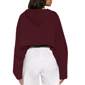 Sudadera con Capucha de Felpa Francesa de Moda de Verano, Logotipo Personalizado, Sudadera Corta Ligera y Transpirable de Mezcla de Algodón para Mujer - Product Image 2