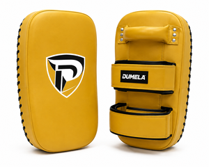 Cible de frappe Dumela en cuir jaune, durable, respirante et écologique pour l'entraînement de kickboxing et de boxe - Product Image 1