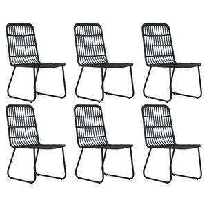 Juego de Comedor de Ratán Sintético Negro con Muebles de Patio de Acero con Recubrimiento en Polvo y Vidrio - Product Image 3