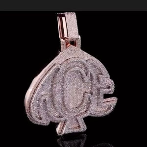 Colgante de As de Espadas con Moissanita Iced Out, Plata de Ley 925, Bisel de Dos Tonos, Joyería Hip Hop para Hombre - Product Image 1