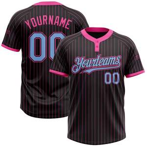 Maillot de softball unisexe personnalisé à transfert thermique, uniforme d'équipe, deux boutons, manches courtes, motif uni, séchage rapide - Product Image 1