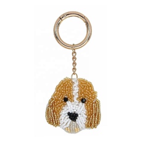 Porte-clés en perles de verre faites à la main en forme de tête de chien, breloque de sac, porte-clés en forme d'animal, accessoire pour clés, sac, clés de voiture, porte-monnaie, cadeau - Product Image 2