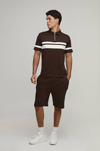 Trendy Men’s Casual Summer Co Ord <b>Set</b> Polo Tee and Shorts Street Style Two Piece <b>Set</b> OEM Urban wear Fashion Casual Breathable - Product Image 1