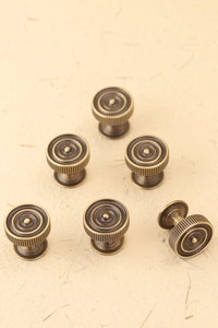 <b>Antique</b> <b>Brass</b> Round Cabinet <b>Knobs</b> Knurled Edge Vintage Furniture Drawer Pull Hardware - Product Image 6
