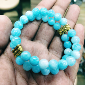 Venta al por mayor de pulseras de cristal natural de 8mm con dijes verde Aventurina citrino pirita amatista Rudraksha amor relación suerte - Product Image 6