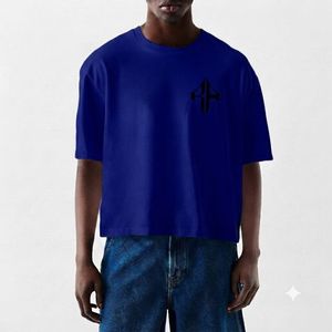 Camiseta Casual de Algodón 100% para Hombre, de Primera Calidad, Corte Holgado, con Logotipo Personalizado Serigrafiado, Color Azul Marino, de Secado Rápido, Cuello Redondo - Product Image 4